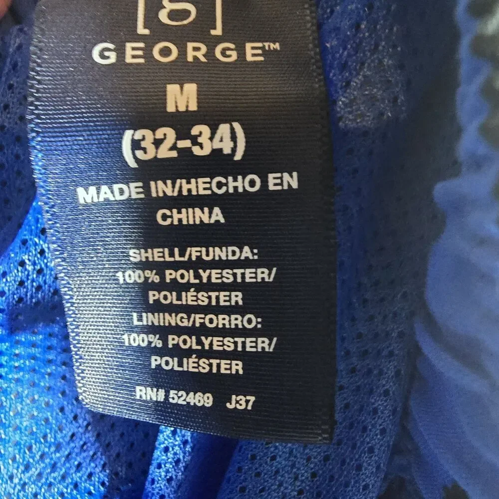 George Mens Swim Trunks Medium Blue And Black, Sizes 32-34